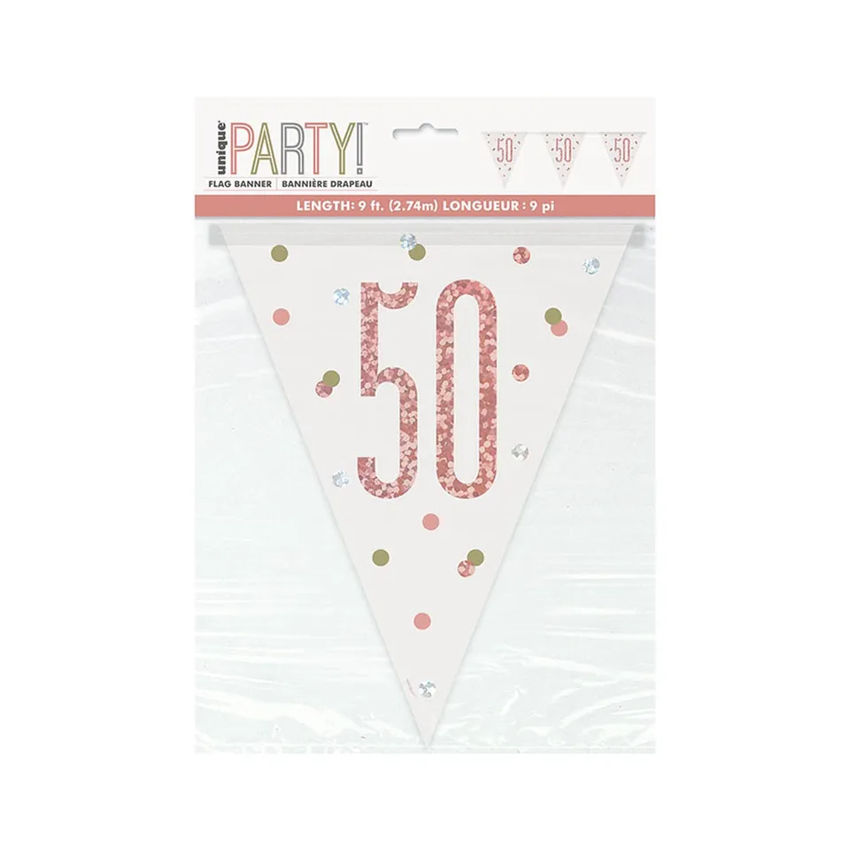 das-kost-mland-happy-birthday-glitz-wimpelkette-50-rosegold-274cm image 1