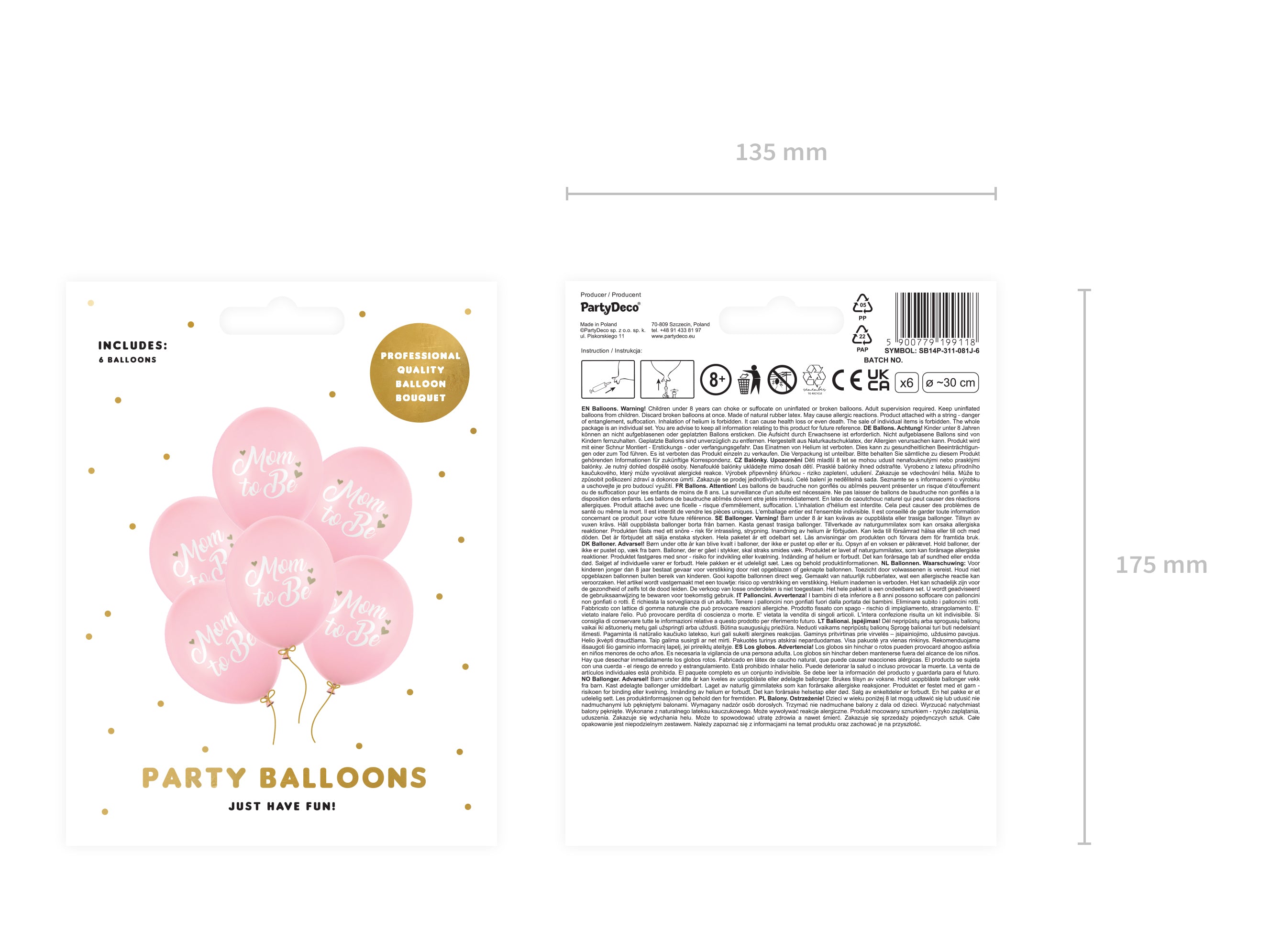 das-kost-mland-mom-to-be-luftballon-30cm-6-stk-rosa image 2