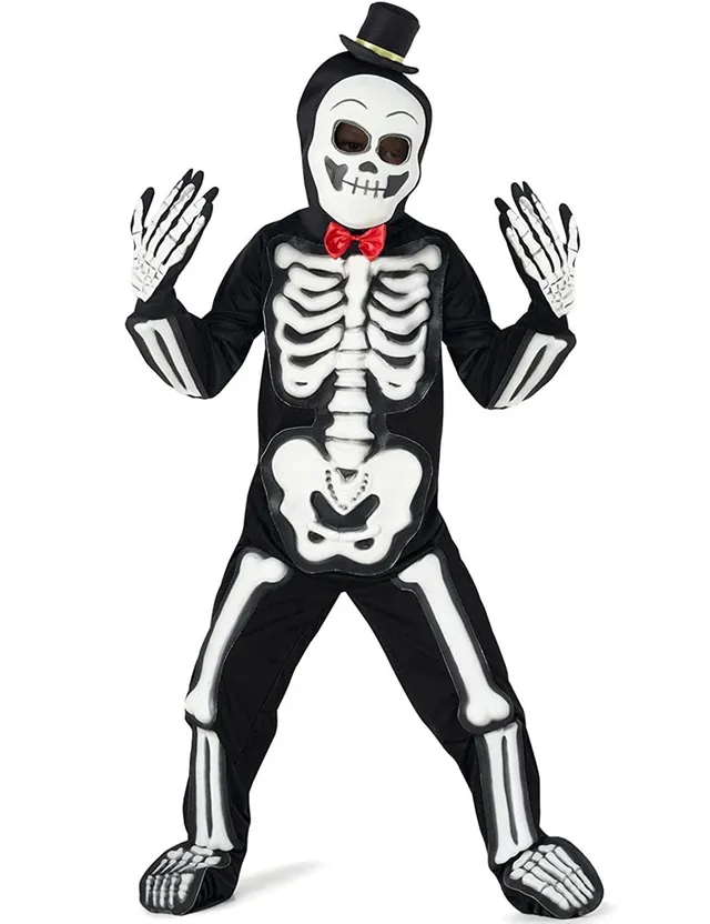 das-kost-mland-skelett-halloween-kost-m-kinder-glow-116-128 image 1