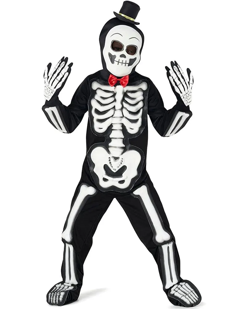 das-kost-mland-skelett-halloween-kost-m-kinder-glow-116-128 image 1