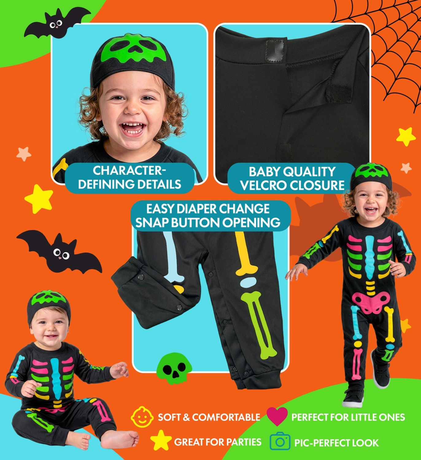 das-kost-mland-jungen-buntes-skelett-babykost-m-mit-m-tze image 4