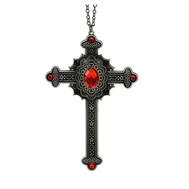 das-kost-mland-vampir-halskette-gotisches-kreuz-rote-steine image 1