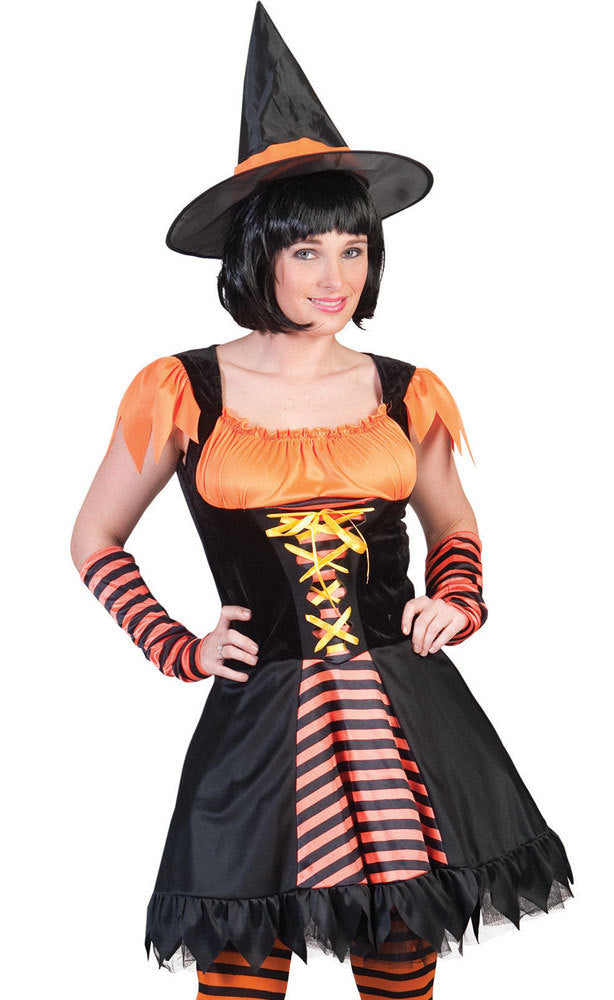 das-kost-mland-damen-hexenkost-m-hazel-schwarz-orange-kleid-hut image 1