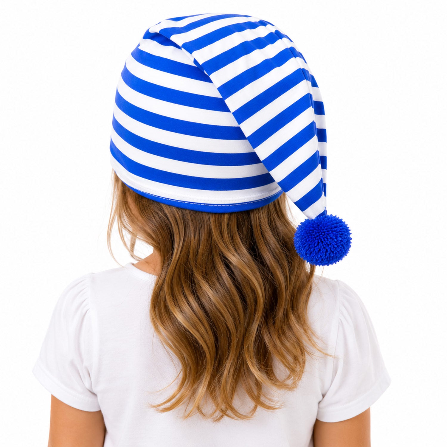 das-kost-mland-kinder-schlafm-tze-baumwolle-blau-wei-bommel image 5
