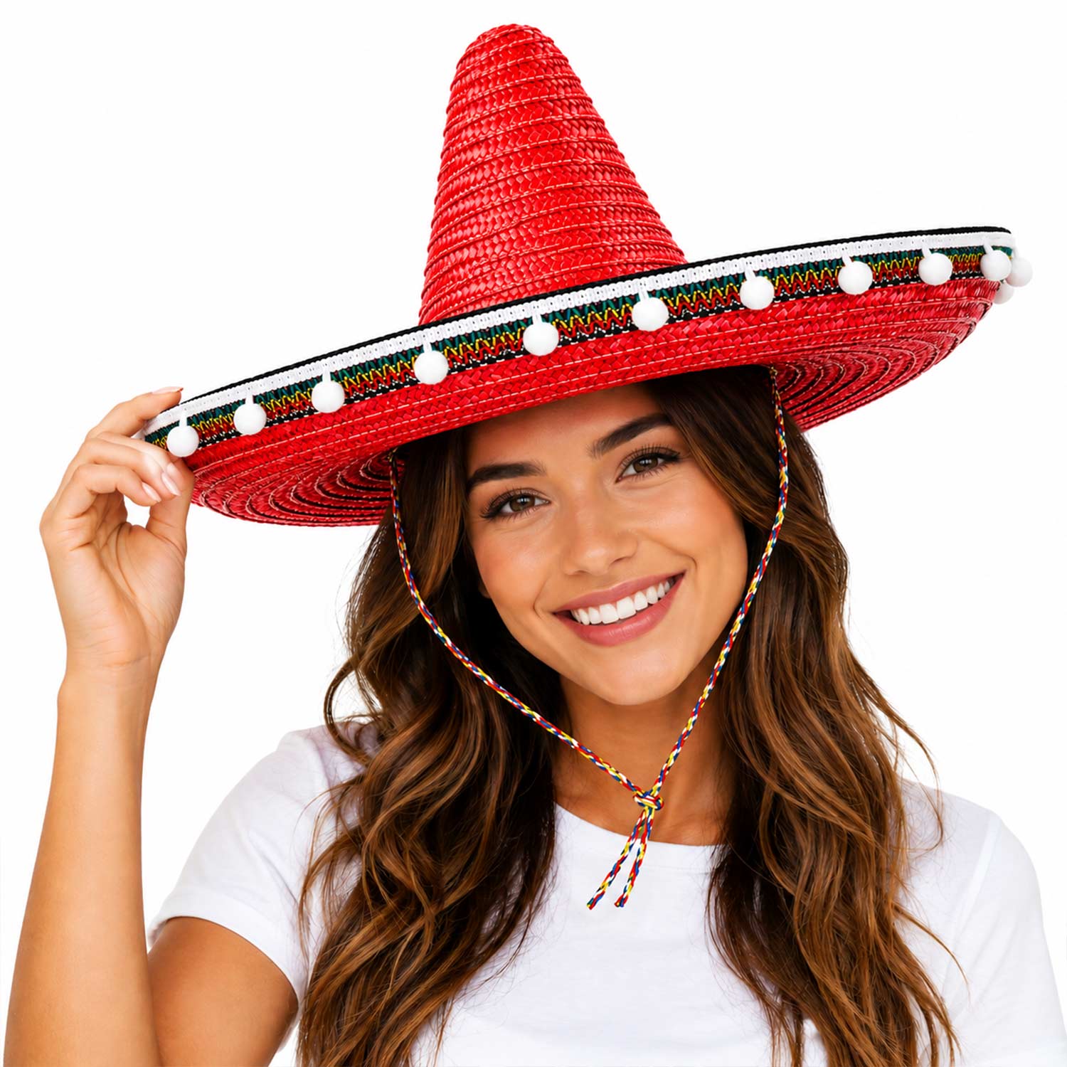 das-kost-mland-sombrero-mit-troddeln-rot-60-cm image 2