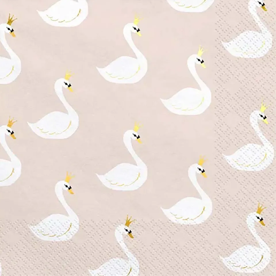 das-kost-mland-dekorationen-servietten-lovely-schwan-20-stk-rosa image 1