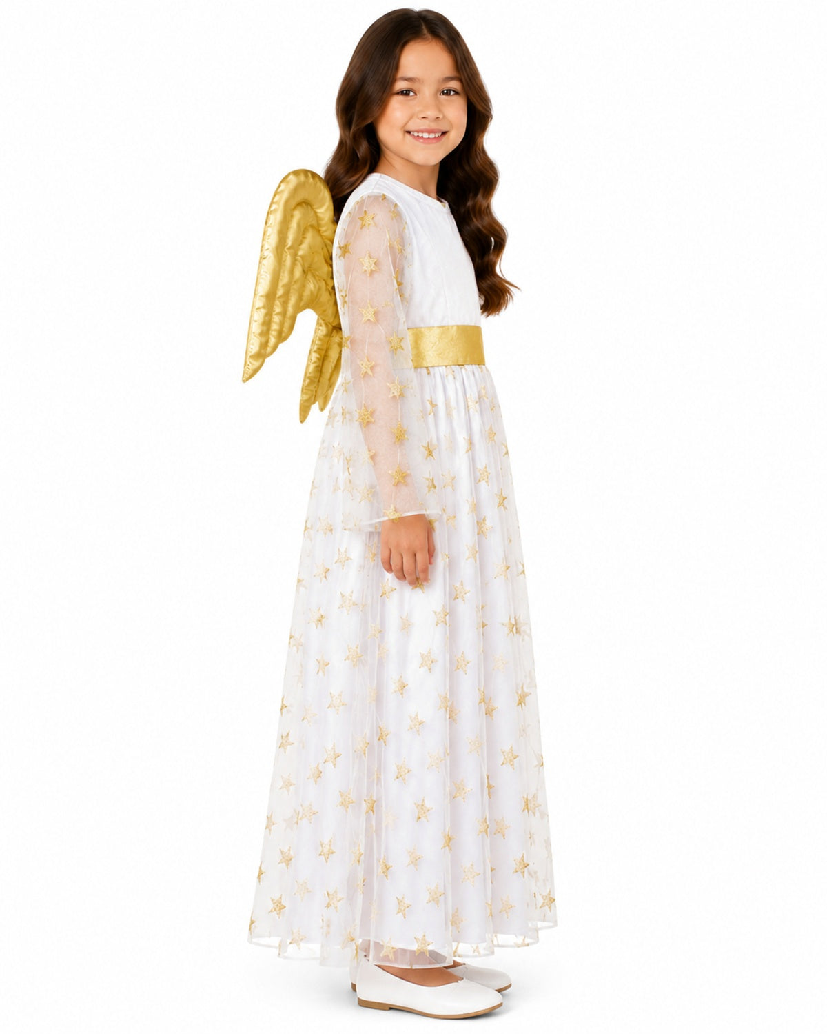 kinder-engelskost-m-sternen-engel-samtkleid-wei-gold-mit-fl-geln image 4