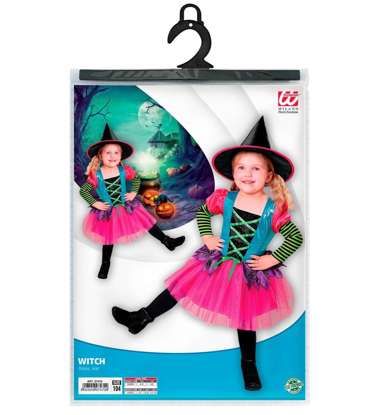 regenbogen-hexe-kinderkost-m-2-teilig-pink-t-rkis image 2