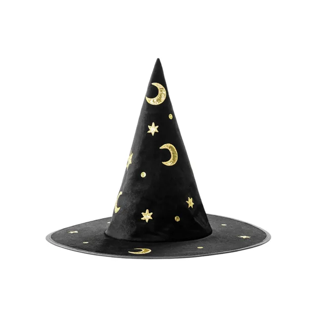 das-kost-mland-kinder-hexenhut-mond-sterne-schwarz-gold-zauberhut image 1