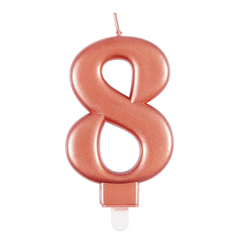 das-kost-mland-zahlenkerze-8-tortendeko-rosegold-8cm image 1