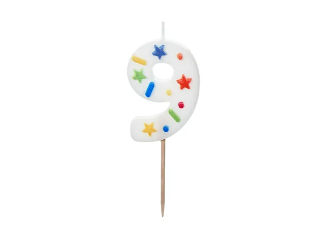 das-kost-mland-zahlenkerze-9-wei-konfetti-5-5cm-tortenkerze image 1