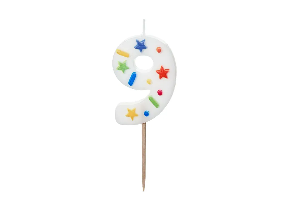 das-kost-mland-zahlenkerze-9-wei-konfetti-5-5cm-tortenkerze image 1