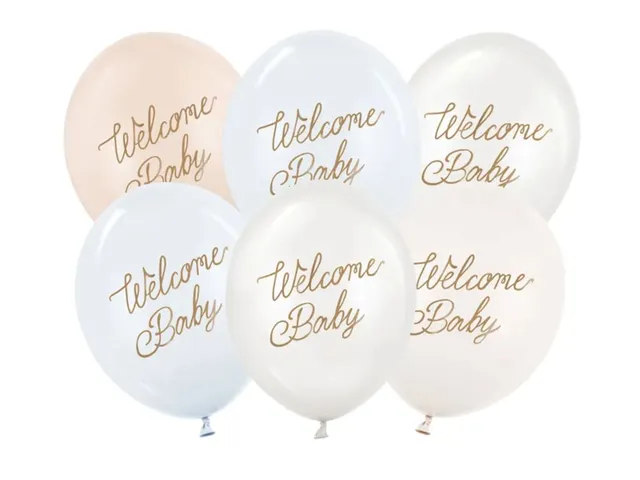 das-kost-mland-dekorationen-luftballon-welcome-baby-blau-mix-6-stk-30cm image 1