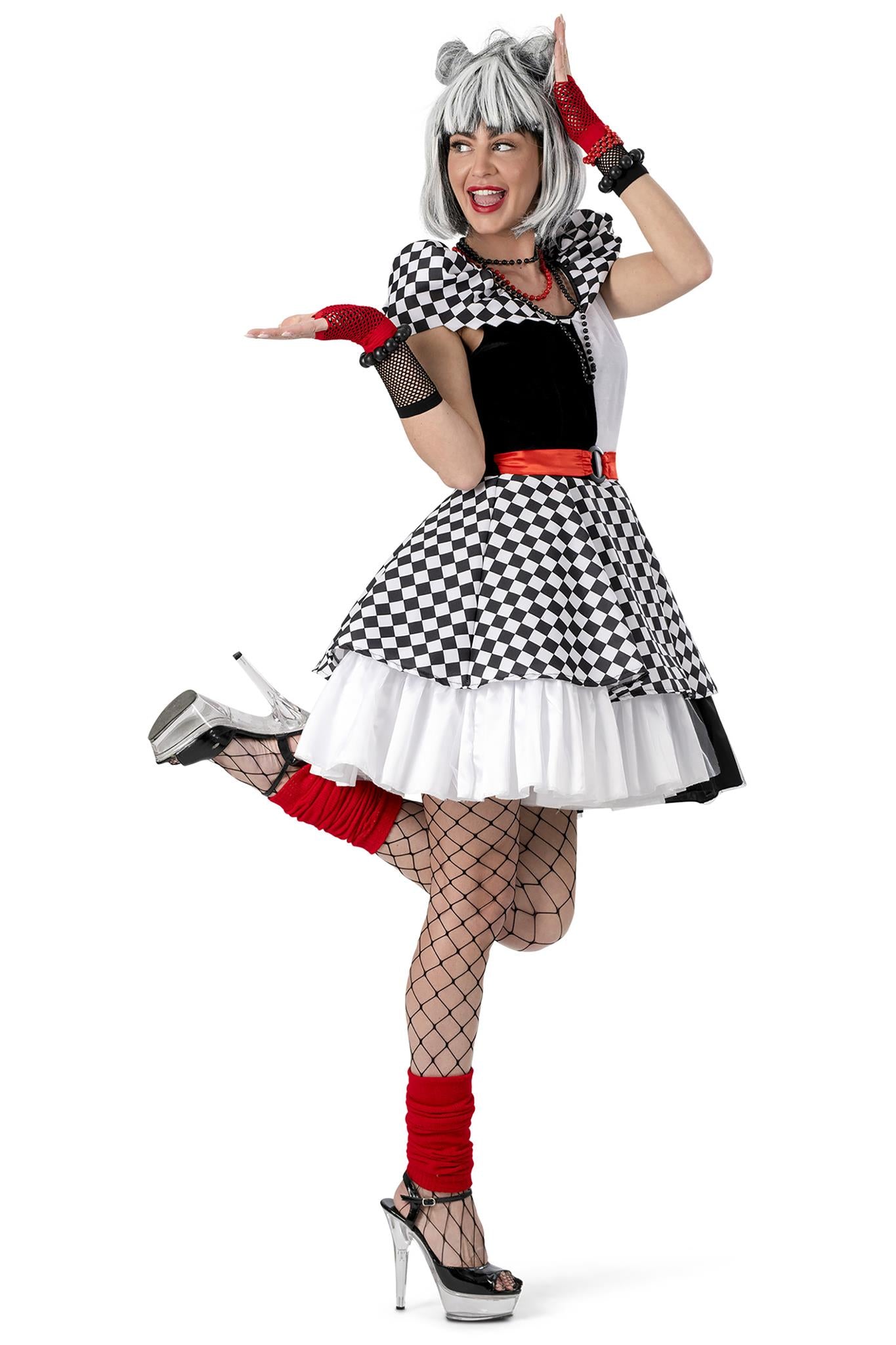 das-kost-mland-damen-clown-kost-m-karierte-suzanna-kleid-gr-36-38 image 4