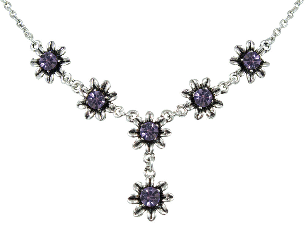 das-kost-mland-blumen-collier-mit-ohrh-ngern-lila-strass image 3