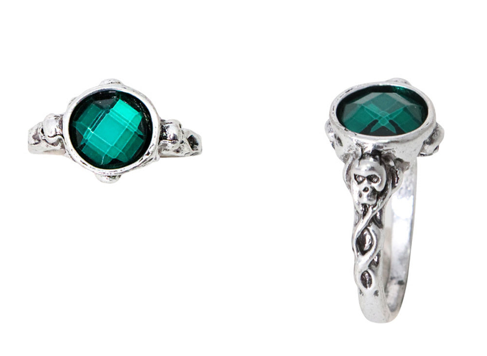 das-kost-mland-gothic-damen-ring-totenkopf-silber-gr-n image 2