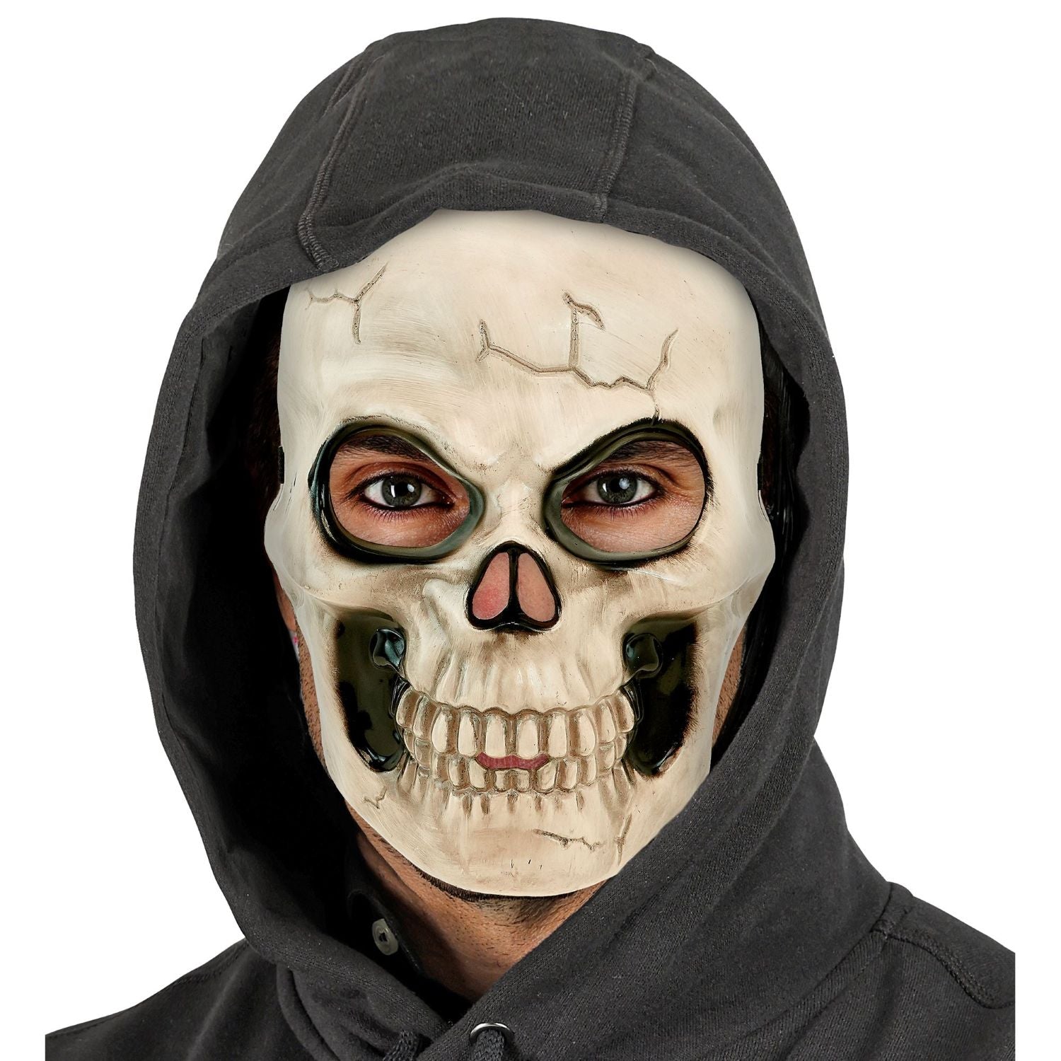 das-kost-mland-totenkopf-halloween-maske-knochenfarbe-schwarz image 2