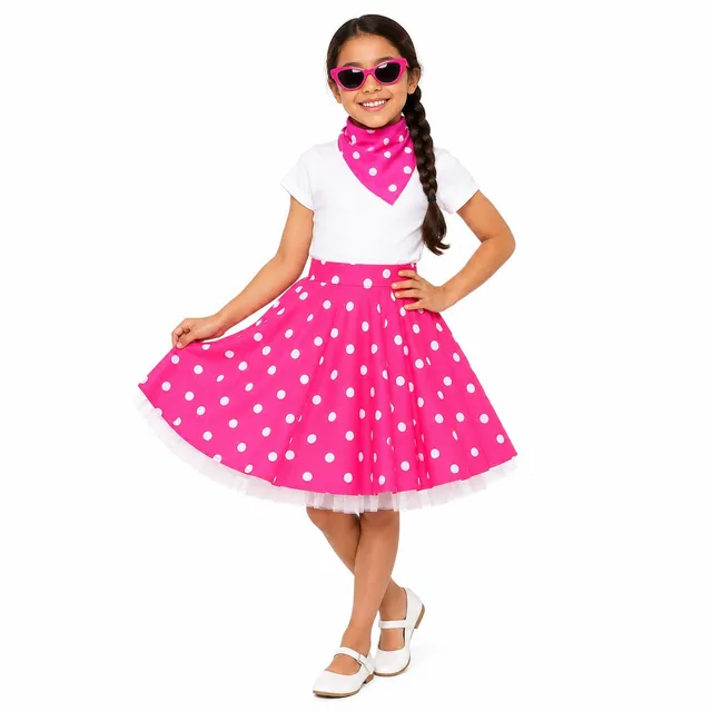 das-kost-mland-50er-jahre-tellerrock-halstuch-kinder-pink-gr-128 image 1