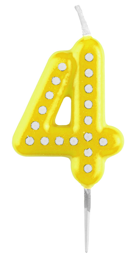 das-kost-mland-zahlenkerze-mit-punkten-6-5cm-gelb-nr-4-tortenkerze image 1