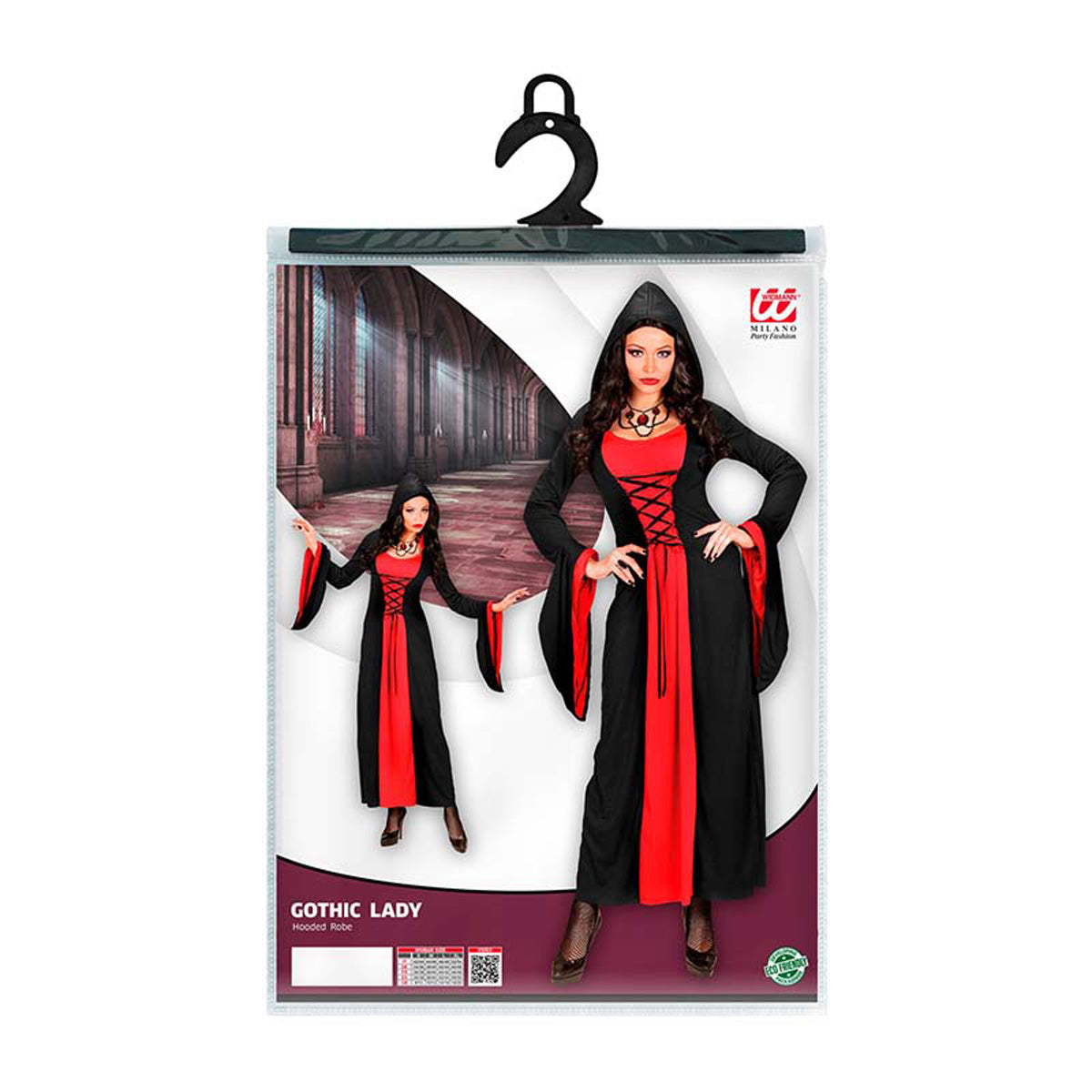 das-kost-mland-lady-gothic-kost-m-damen-rot-schwarz-mit-kapuze image 3