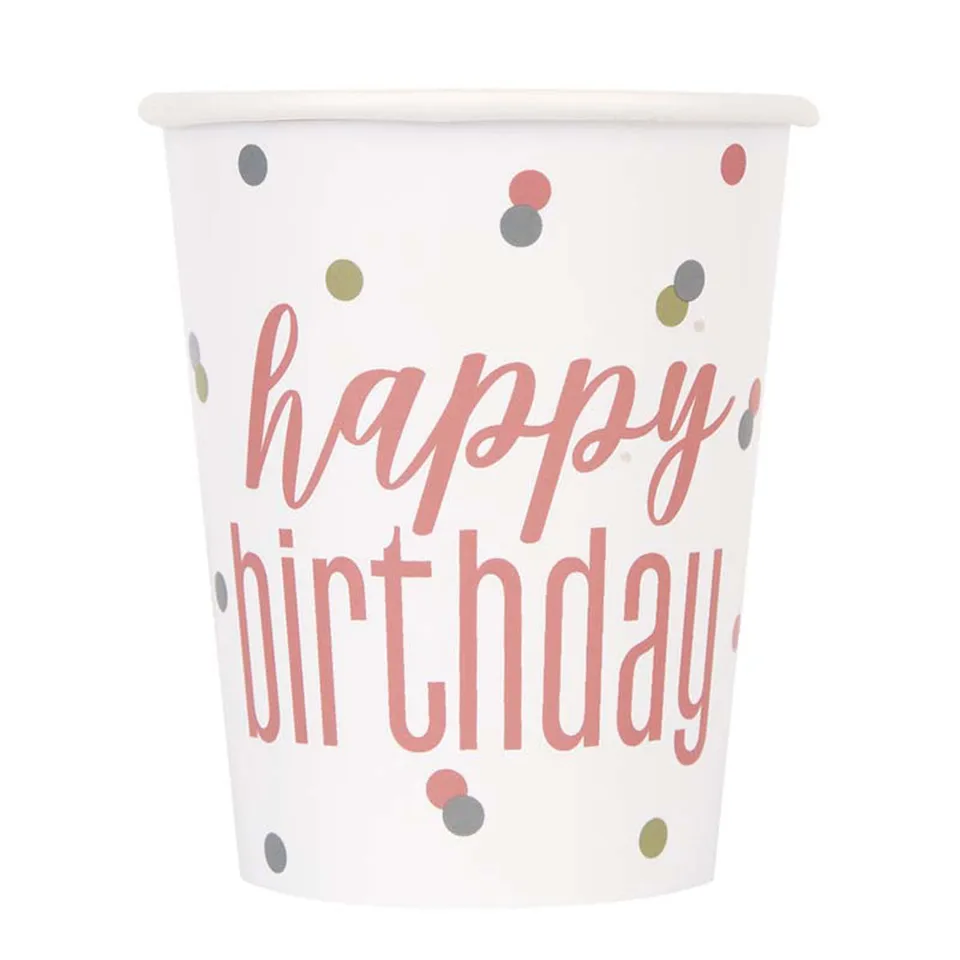 unique-party-hb-pappbecher-rosegold-266-ml-8-st-ck image 1