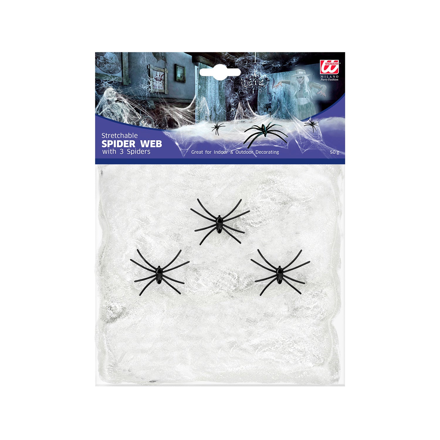 das-kost-mland-halloween-spinnennetz-wei-50g-mit-3-spinnen image 1
