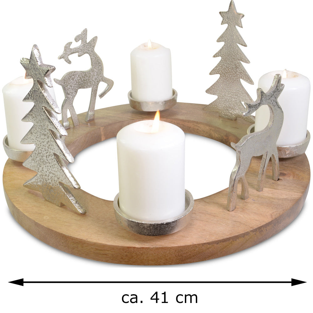 das-kost-mland-dekorationen-adventskranz-hirsche-41cm-silber-metall-holz image 2