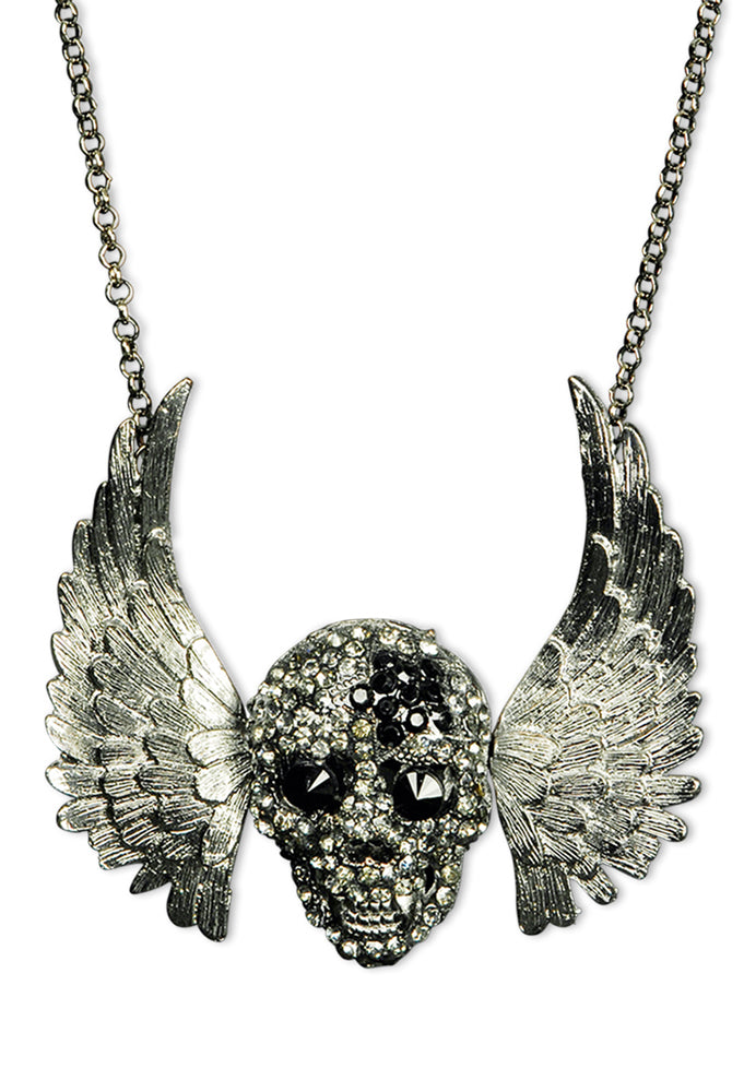 das-kost-mland-totenkopf-halskette-strass-silber-engelsfl-gel image 1