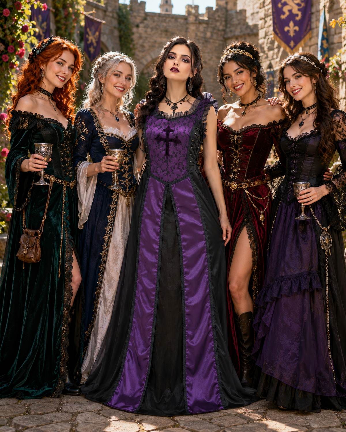 das-kost-mland-damen-larp-corsagenkleid-violett-schwarz-gothic image 3