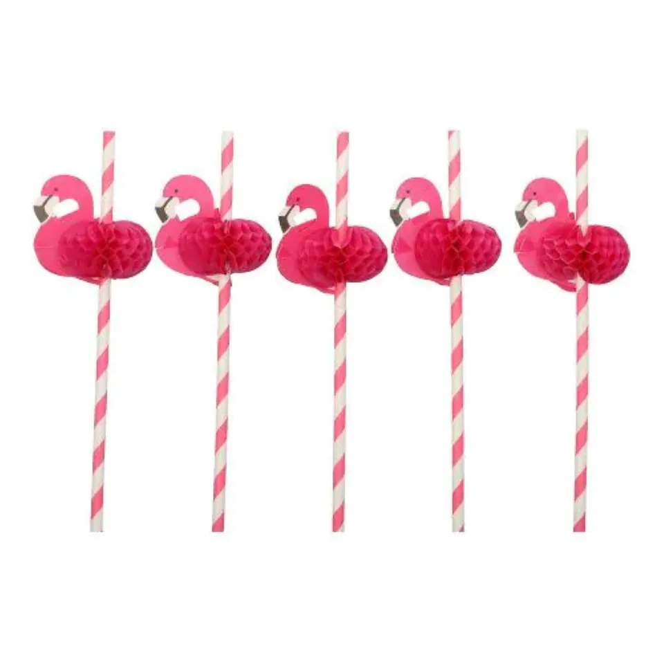 das-kost-mland-papierstrohhalme-flamingo-pink-50-trinkhalme image 1