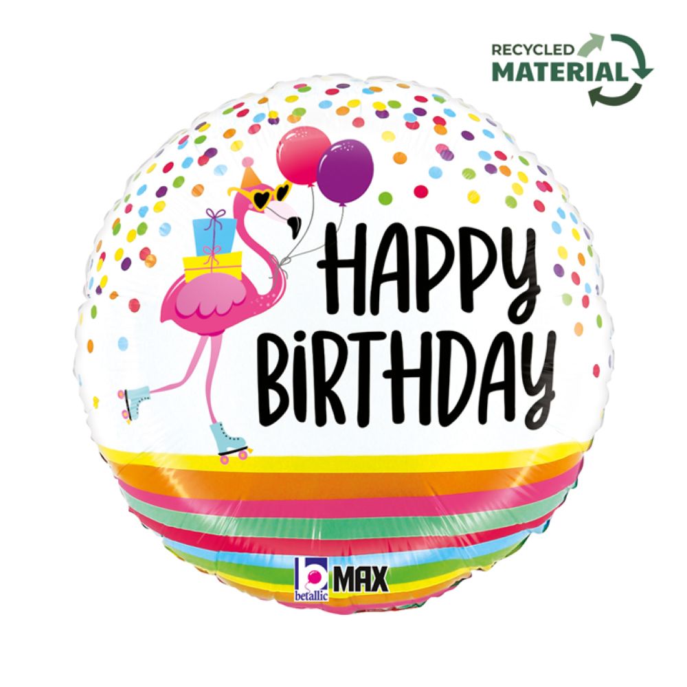 das-kost-mland-happy-birthday-flamingo-folienballon-46-cm image 1
