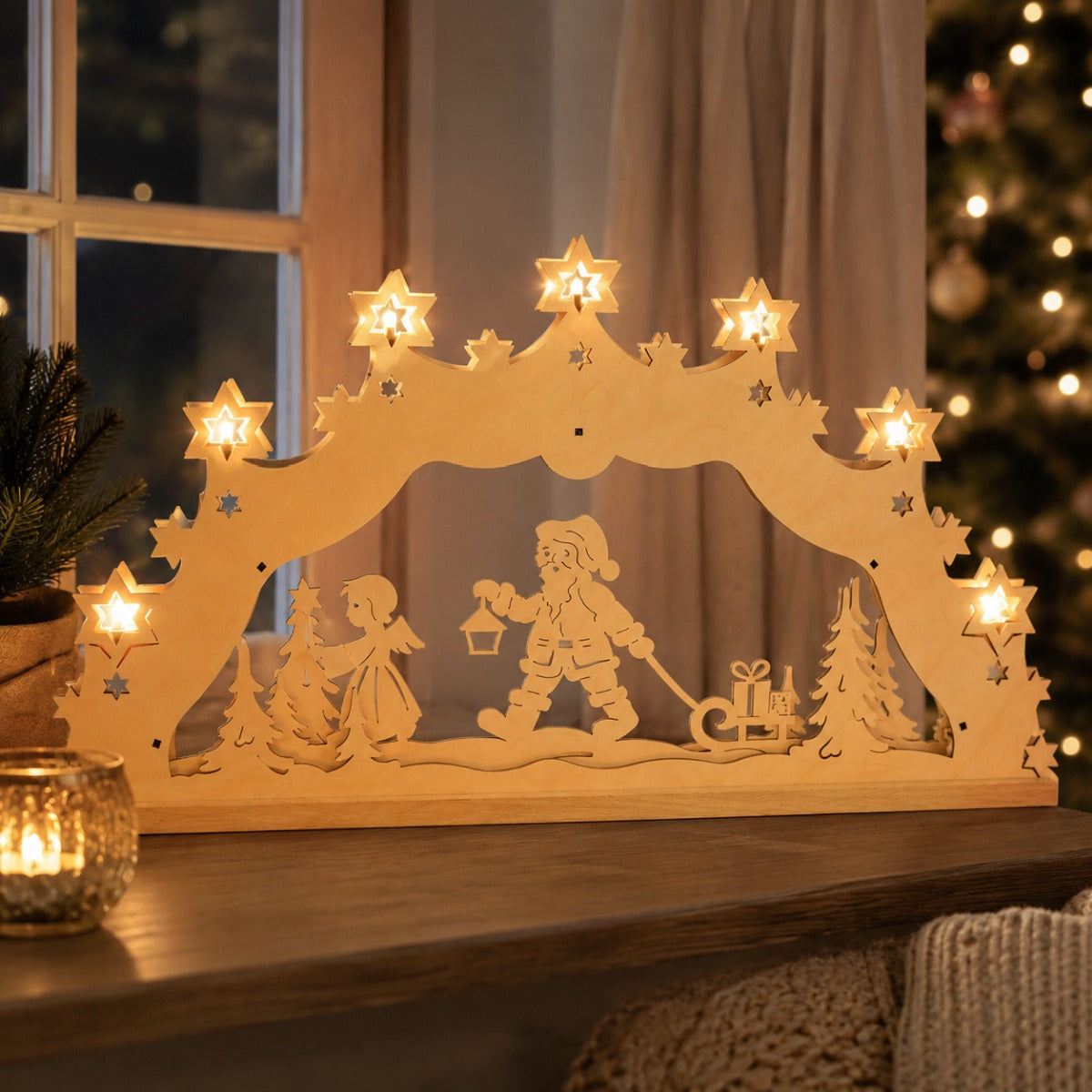 original-erzgebirge-lichterbogen-weihnachtsmann-engel-55cm image 7