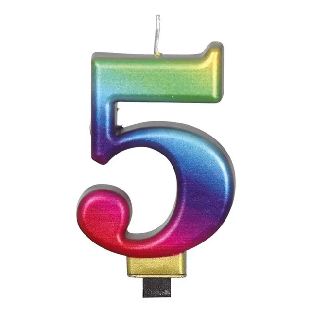 das-kost-mland-dekorationen-zahlenkerze-5-regenbogen-torte image 1