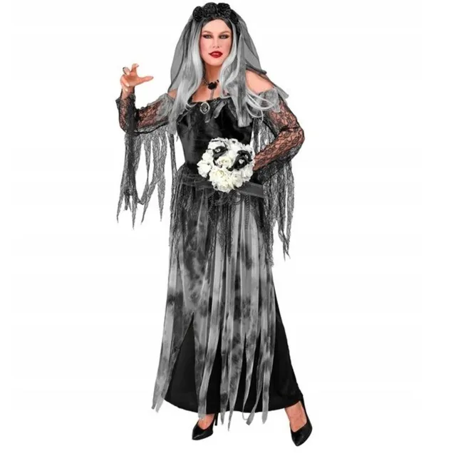 das-kost-mland-damen-geister-braut-kost-m-kleid-grau-schwarz-m image 1
