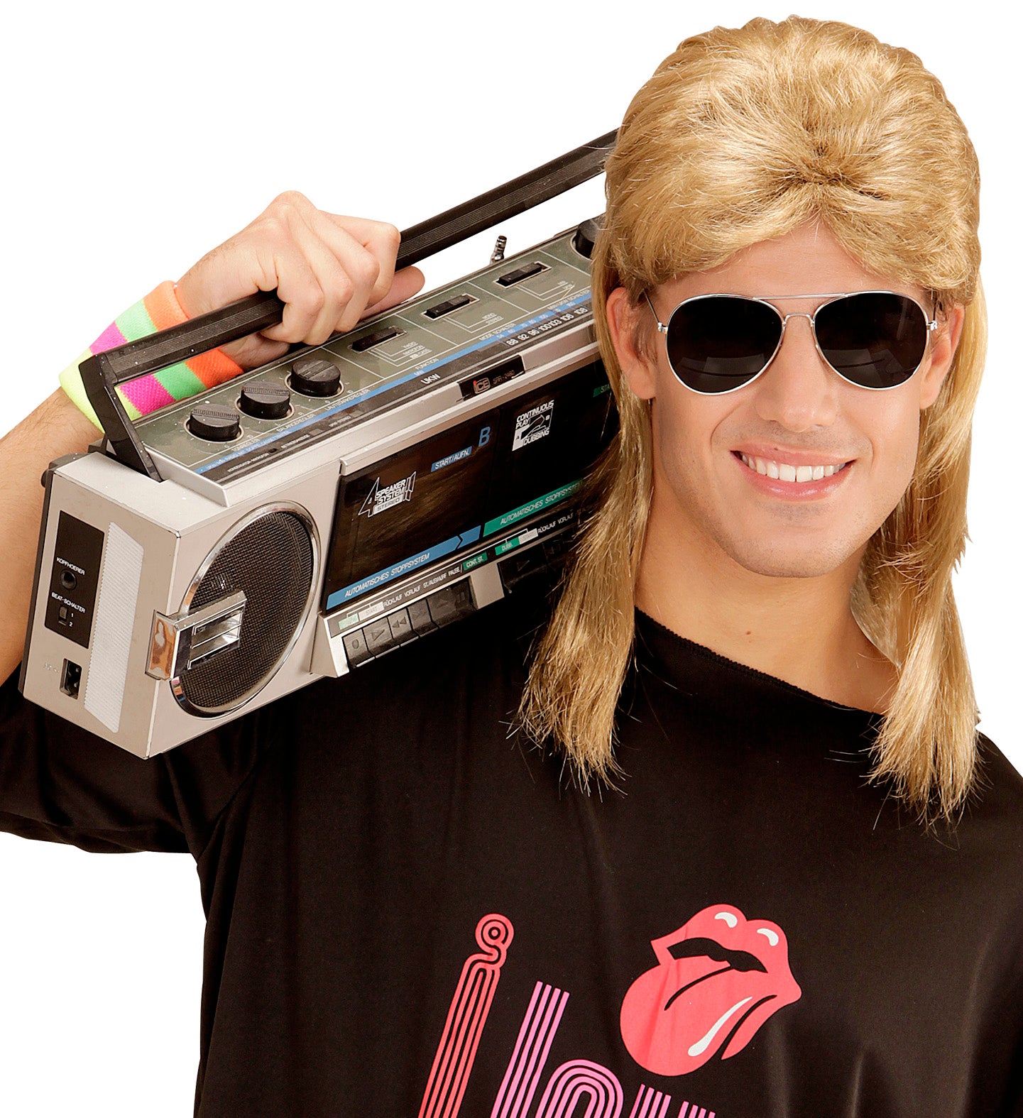 das-kost-mland-accessoires-80er-rockstar-vokuhila-per-cke-blond-mit-brille image 2