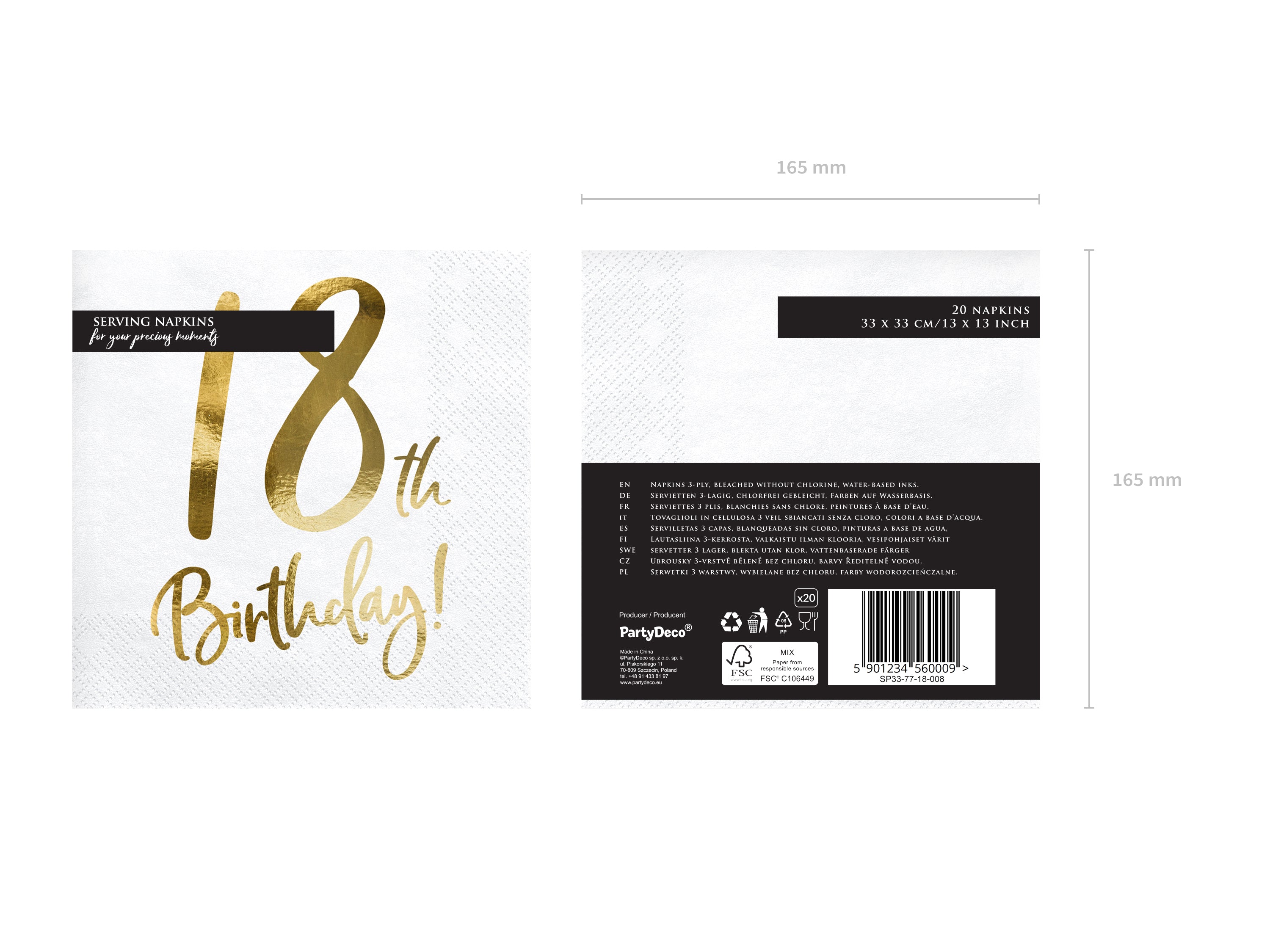 das-kost-mland-servietten-birthday-gold-18-20-stk-33cm image 8