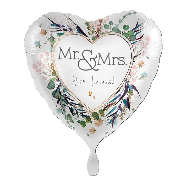 das-kost-mland-dekorationen-herz-folienballon-mr-mrs-43-cm image 1