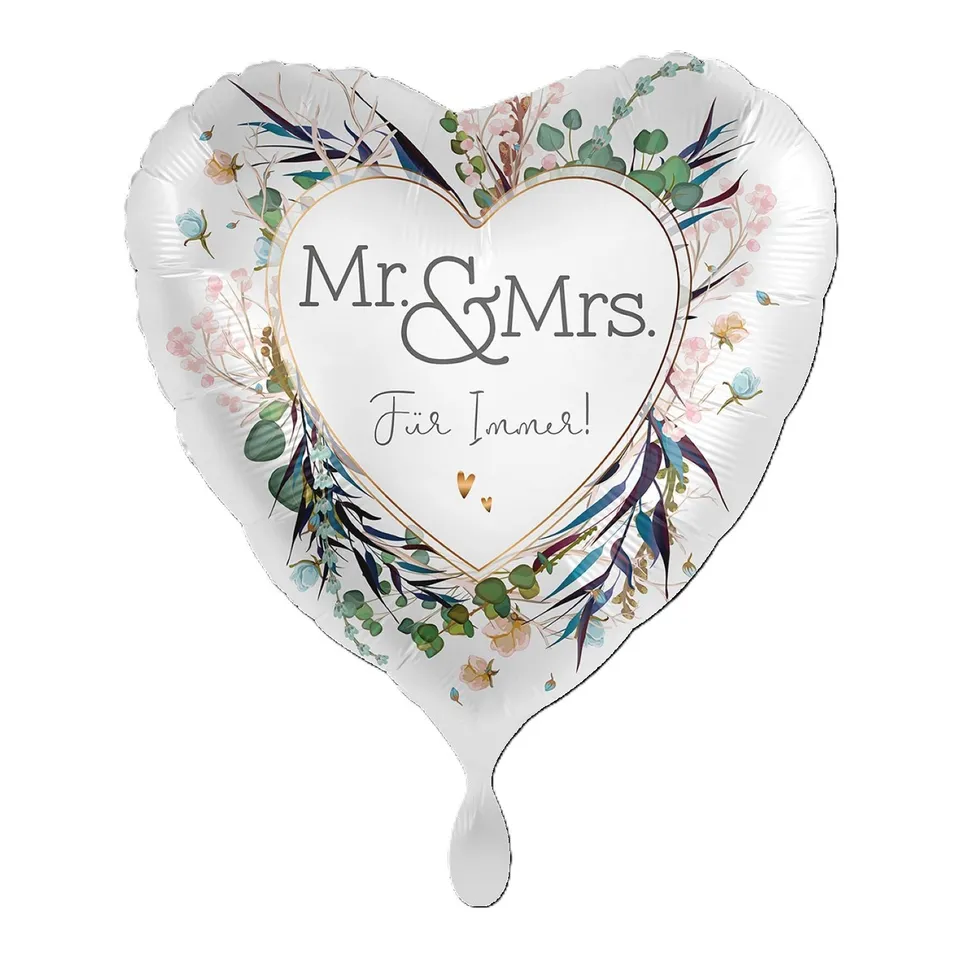 das-kost-mland-dekorationen-herz-folienballon-mr-mrs-43-cm image 1
