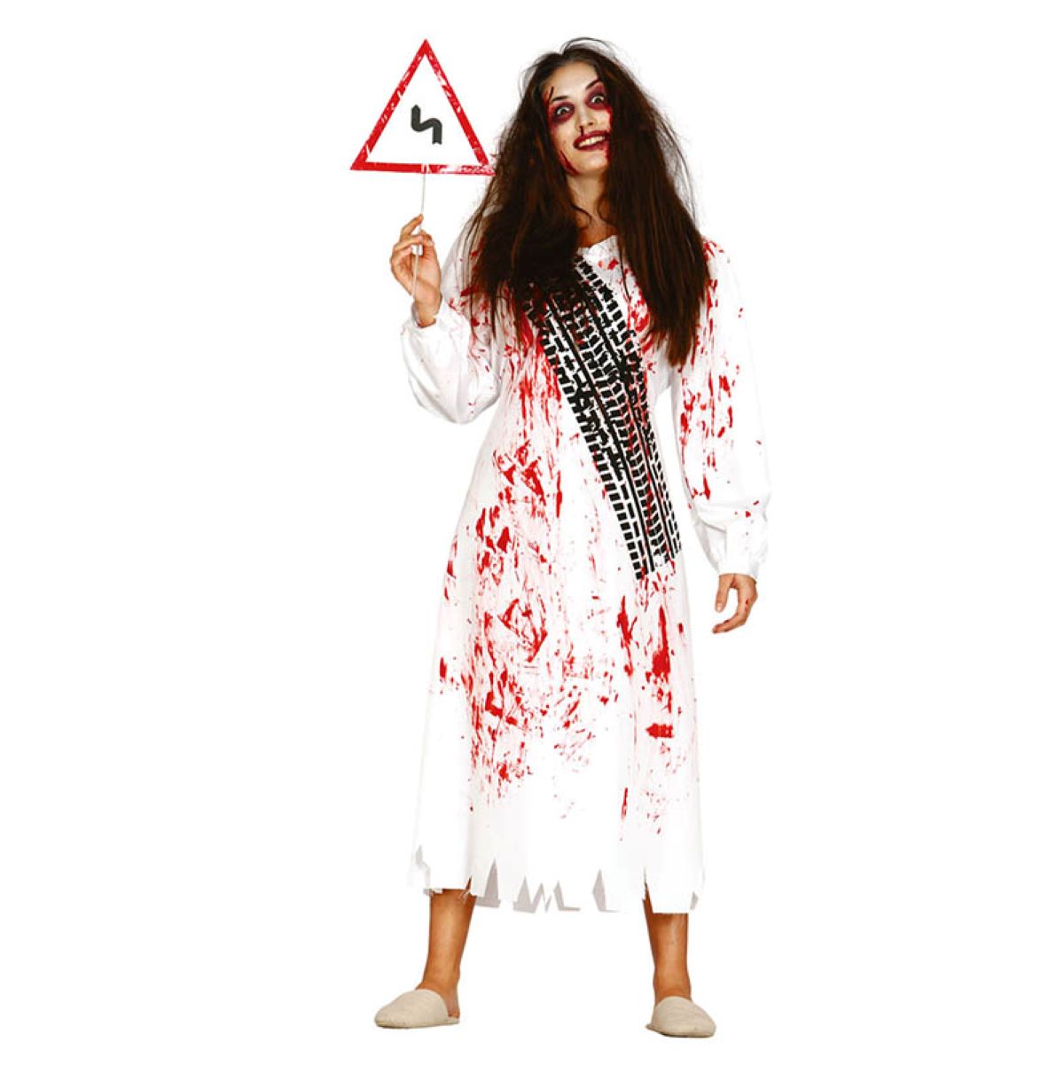 lady-zombi-unfall-kost-m-kleid-schild-gr-38-40-horror image 1