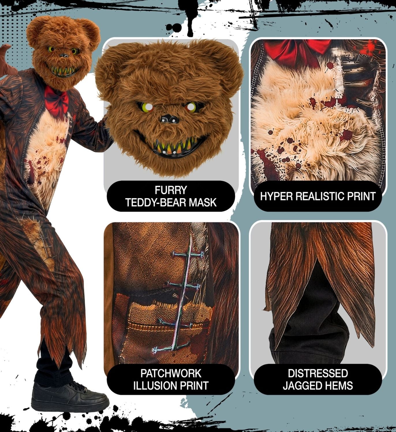das-kost-mland-jungen-zombie-teddyb-r-kost-m-overall-maske-kinder image 3