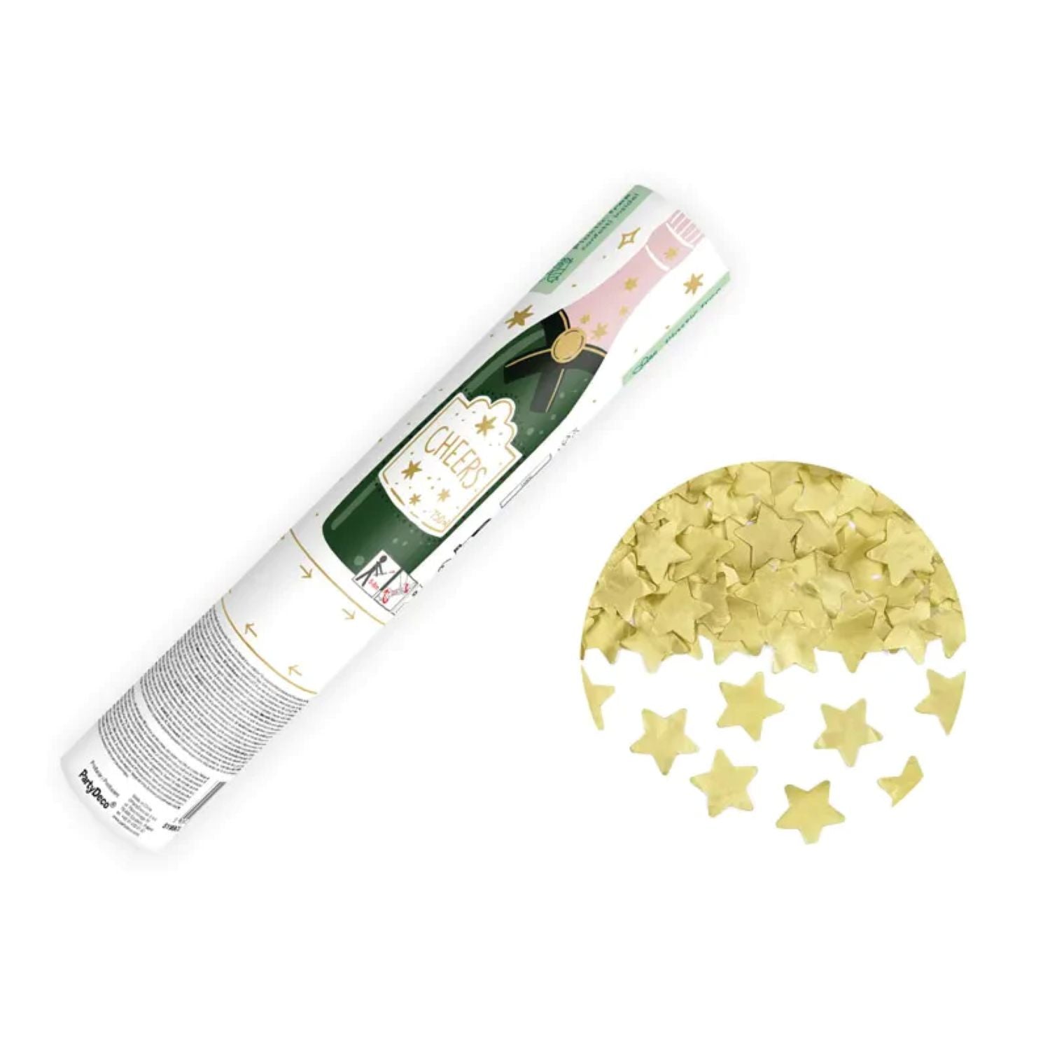 das-kost-mland-dekorationen-konfettishooter-20-cm-sterne-gold-konfettikanone image 1