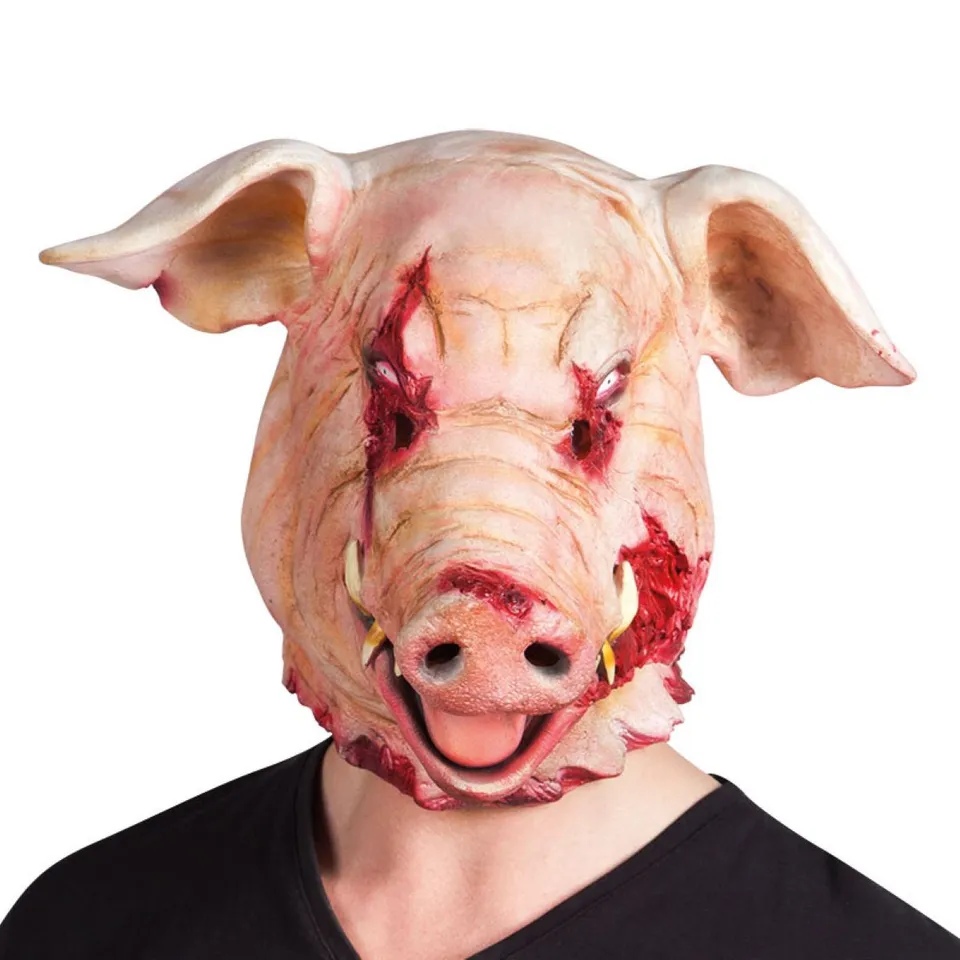 das-kost-mland-accessoires-halloween-latex-maske-blutiges-schwein image 1