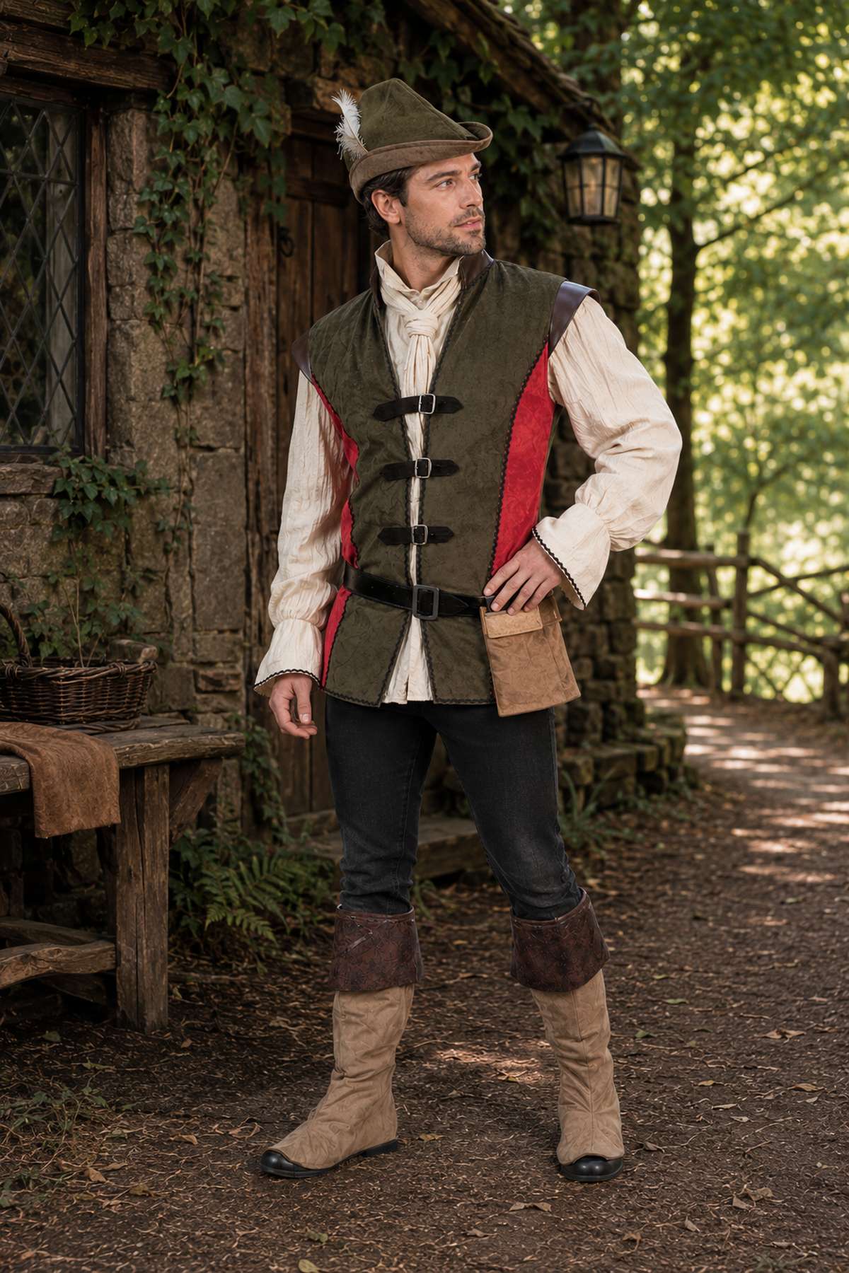 das-kost-mland-herren-robin-hood-kost-m-gr-n-rot-film-party image 4