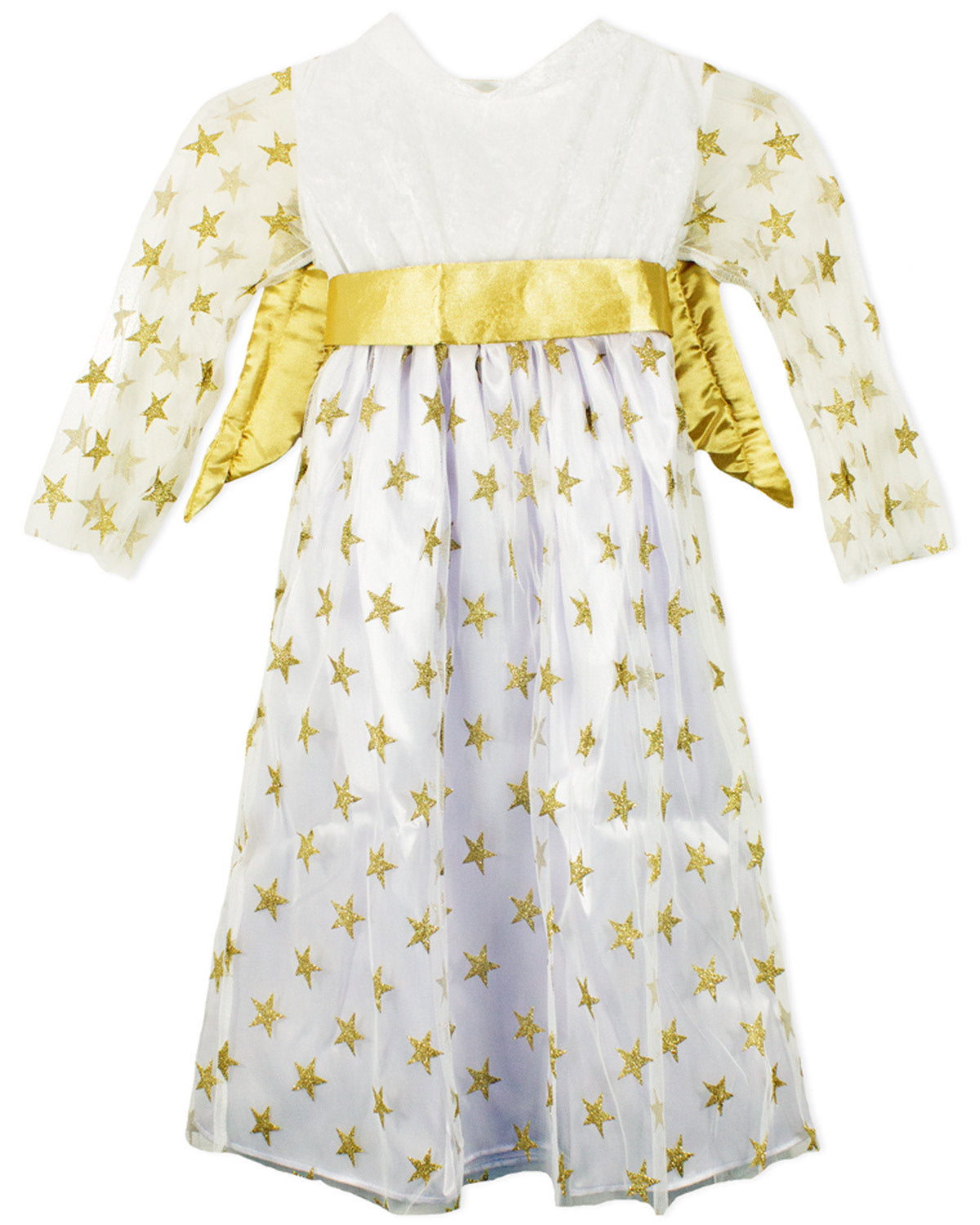 kinder-engelskost-m-sternen-engel-samtkleid-wei-gold-mit-fl-geln image 7