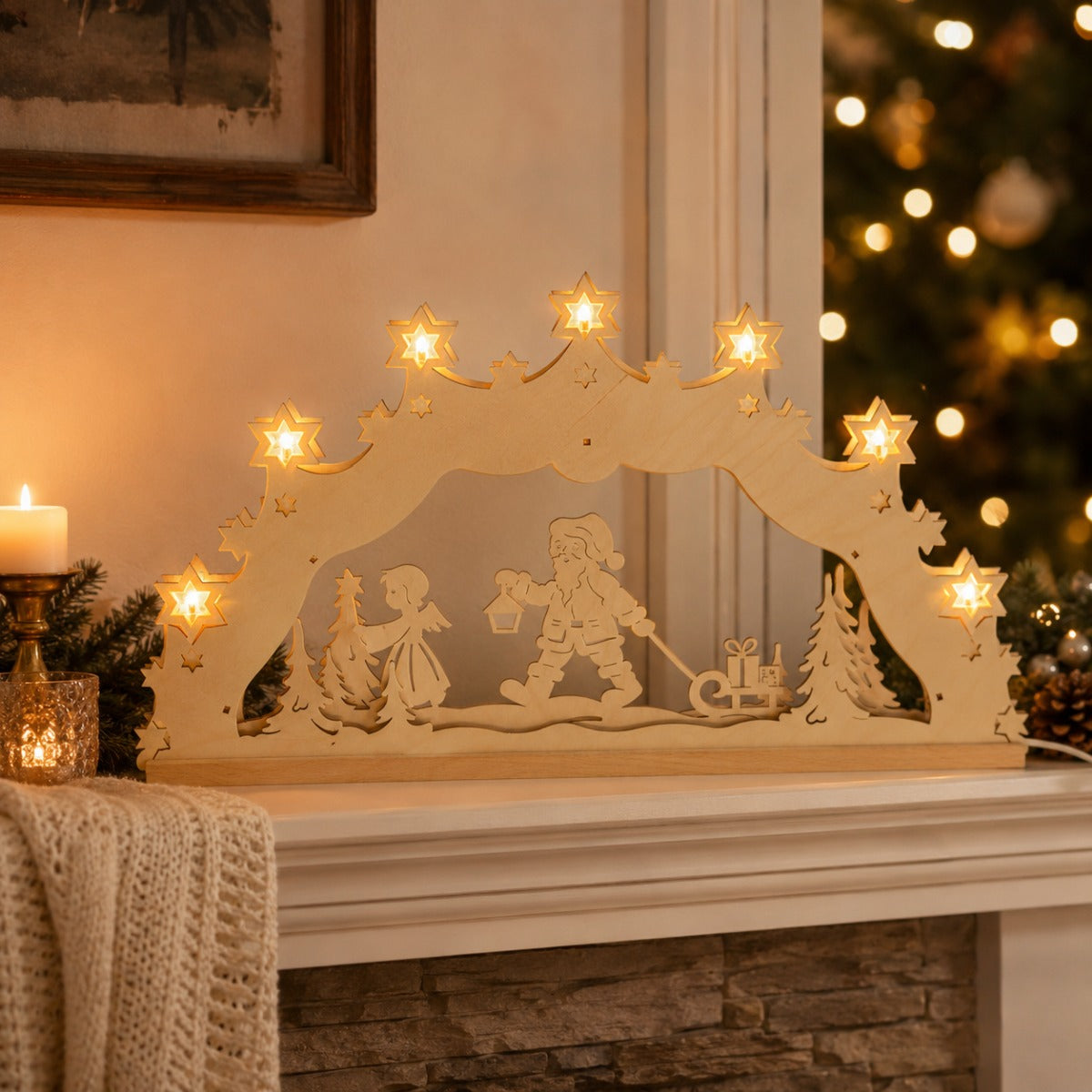 original-erzgebirge-lichterbogen-weihnachtsmann-engel-55cm image 5