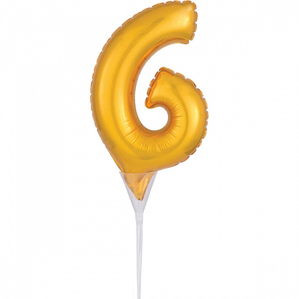 das-kost-mland-folienballon-tortendeko-gold-zahl-6-mit-stab image 1