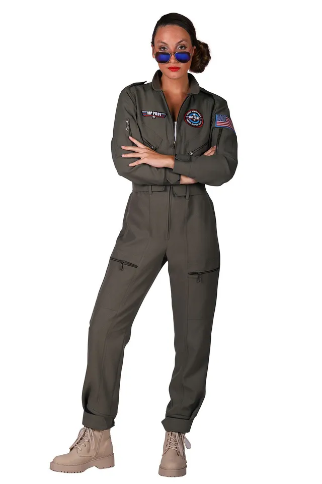 das-kost-mland-top-pilot-kampfjet-kost-m-damen-gr-n-flieger-overall image 1
