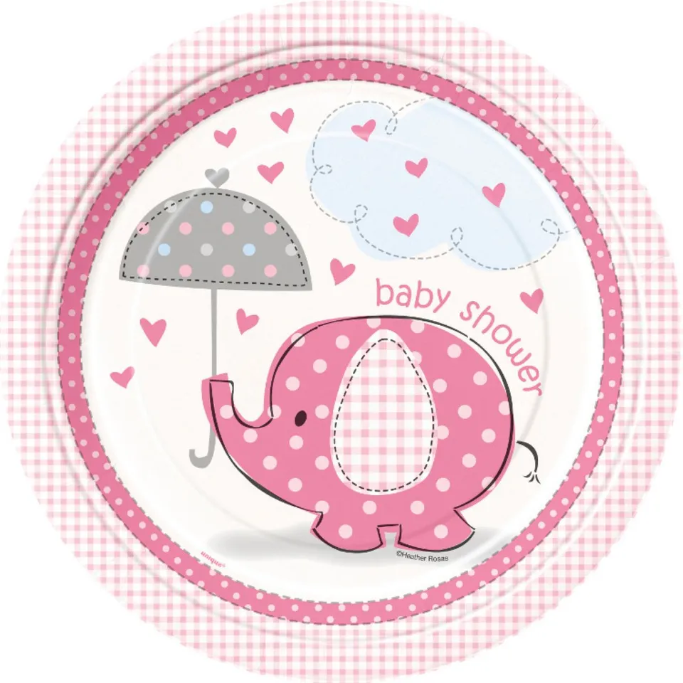 das-kost-mland-dekorationen-pappteller-elefant-pink-23cm-8stk image 1