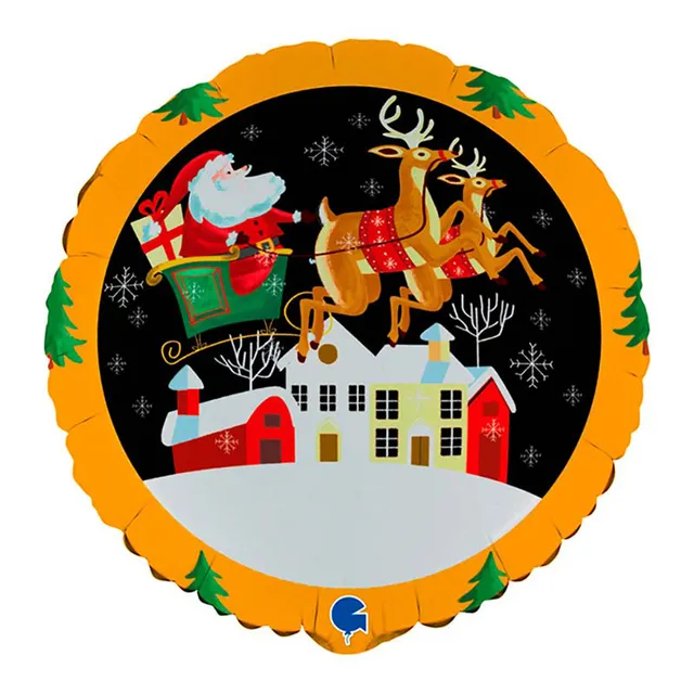 das-kost-mland-folienballon-weihnachtsmann-im-schlitten-46cm image 1