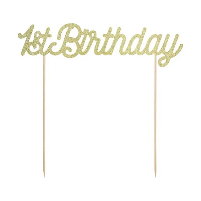 das-kost-mland-1st-birthday-tortendeko-gold-21-cm-glitzer image 1